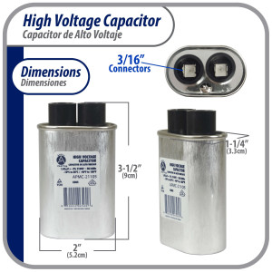 Appli Parts APMC-21105 1.05uf mfd (microfarads) High Voltage Microwave capacitor 2100V 50/60Hz CH85 21105 Universal Replacement for Multiple Brands NO PCB 