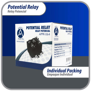 Appli Parts APPR-064 Potential Relay 064, Coil Voltage 395 V, Min Pick up 260 V, Max Pick up 275 V, Max Drop Out 120 V, 50/60 Hz Universal replacement for HVAC and Refrigeration units