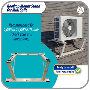 Appli Parts APAB-4335 Soporte de Montaje para Techo/Azotea Minisplit 9000 a 24000 BTU Soporta 150 kg (335 lb) Ajustable de 10 a 45 Grados Incluye Almohadillas Antivibracion y Kit de Instalacion
