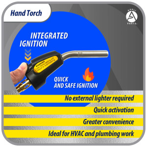 Appli Parts APHT-1S Soplete Boquilla de Soldar, Antorcha manual de un solo quemador con encendedor de arranque para soldadura fuerte con Mapp o punta giratoria de combustible de propano