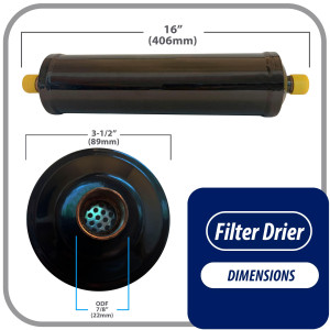 Appli Parts APFD-757S Filtro Secador 7/8 pulg para linea Liquido para Sistemas de Refrigeracion y aire acondicionado 757S ODF Soldable Universal Unidireccional 419mm Largo 100mm Ancho