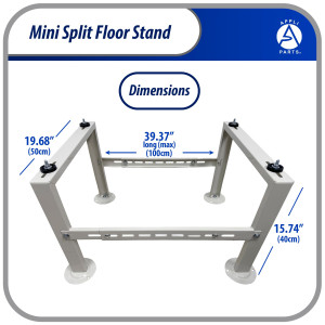 Appli Parts APAB-4440 Soporte de Montaje en Piso para Mini Split. Soporta 200 kg, Compatible desde 9000 a 60000 BTU, Incluye Gomas Antivibracion y Kit Completo de Instalacion. Extensible 56 a 100 cm
