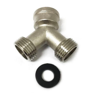 Appli Parts APIH-1234Y2 Inlet Hose Mixer Connector Y Type with Gasket 1 x 3/4 in Female connector and 2 x 3/4 in Male connector Fittings