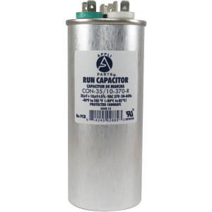 Appli Parts Condensador Capacitor de Marcha 35+10 Mfd uF (microfaradios) 370VAC CBB65 Universal Aire acondicionado y otras aplicaciones Redondo UL E476928 5cm Ancho 13.3cm Alto CON-35/10-370-R