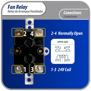 Appli Aprts APFR-360 Rele de ventilador 90-360 de conmutacion de Fan Relay, SPST, Polo Sencillo, Tiro Sencillo, bobina de 24 V, CA, Normalmente Abierto, Soporte de ajuste multiple, Aplicacion Universal Appli Aprts APFR-360 Rele de ventilador 90-360 de conmutacion de Fan Relay, SPST, Polo Sencillo, Tiro Sencillo, bobina de 24 V, CA, Normalmente Abierto, Soporte de ajuste multiple, Aplicacion Universal