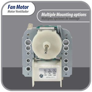 Appli Parts APFM-317 11.5 W Motor Ventilador, 110 V, 50/60 Hz, 0.21 A, 3000 rpm, rotacion CCW, para Evaporadores de Refrigeradores remplaza numeros de parte original WR60X30349, WR60X190, WR60X182 y otros Appli Parts APFM-317 11.5 W Motor Ventilador, 110 V, 50/60 Hz, 0.21 A, 3000 rpm, rotacion CCW, para Evaporadores de Refrigeradores remplaza numeros de parte original WR60X30349, WR60X190, WR60X182 y otros