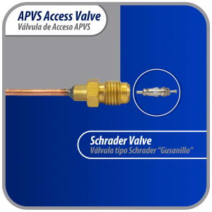 Appli Parts 10 Unidades Valvula de acceso de 1/4 SAE x 1/8 pulg OD x con vastago de cobre de 5cm de largo con nucleo y tapa de laton con removedor de nucleo y empacadura APVS-14182K10
