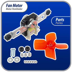 Appli Parts APFM-343 12 W, 115 V, 60 Hz, 0.22 A, 3000 rpm, CW rotation Evaporator Fan Motor replacement kit 343 with Brackets includes Fan Blade Grommets and Brackets Fits 482731 and others Appli Parts APFM-343 12 W, 115 V, 60 Hz, 0.22 A, 3000 rpm, CW rotation Evaporator Fan Motor replacement kit 343 with Brackets includes Fan Blade Grommets and Brackets Fits 482731 and others
