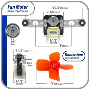 Appli Parts APFM-343 12 W, 115 V, 60 Hz, 0.22 A, 3000 rpm, CW rotation Evaporator Fan Motor replacement kit 343 with Brackets includes Fan Blade Grommets and Brackets Fits 482731 and others Appli Parts APFM-343 12 W, 115 V, 60 Hz, 0.22 A, 3000 rpm, CW rotation Evaporator Fan Motor replacement kit 343 with Brackets includes Fan Blade Grommets and Brackets Fits 482731 and others