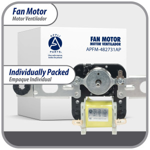 Appli Parts APFM-343 12 W, 115 V, 60 Hz, 0.22 A, 3000 rpm, CW rotation Evaporator Fan Motor replacement kit 343 with Brackets includes Fan Blade Grommets and Brackets Fits 482731 and others Appli Parts APFM-343 12 W, 115 V, 60 Hz, 0.22 A, 3000 rpm, CW rotation Evaporator Fan Motor replacement kit 343 with Brackets includes Fan Blade Grommets and Brackets Fits 482731 and others
