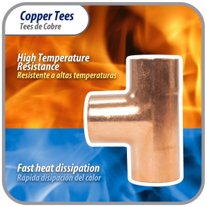 Appli Parts AP-T058 5/8 pulg Tee de Cobre Conexiones CxCxC soldadas para aplicaciones de refrigeracion, aire acondicionado y plomeria Tuberia de Cobre ACR y Tipo L