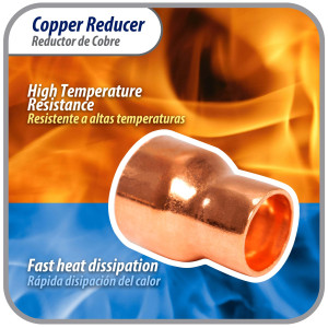 Appli Parts AP-R078058 Reductor de Cobre de 7/8x5/8 pulg Conexiones CxC soldadas para aplicaciones de refrigeracion, aire acondicionado y plomeria Tuberia de cobre ACR y Tipo L Appli Parts AP-R078058 Reductor de Cobre de 7/8x5/8 pulg Conexiones CxC soldadas para aplicaciones de refrigeracion, aire acondicionado y plomeria Tuberia de cobre ACR y Tipo L