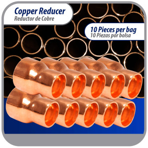 Appli Parts AP-R078058 Reductor de Cobre de 7/8x5/8 pulg Conexiones CxC soldadas para aplicaciones de refrigeracion, aire acondicionado y plomeria Tuberia de cobre ACR y Tipo L Appli Parts AP-R078058 Reductor de Cobre de 7/8x5/8 pulg Conexiones CxC soldadas para aplicaciones de refrigeracion, aire acondicionado y plomeria Tuberia de cobre ACR y Tipo L