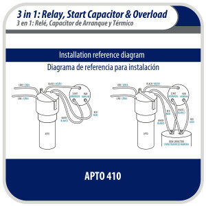 Appli Parts Relay de Arranque, Capacitor y Termico Kit 3 en 1 RCO-410 remplazo para compresores de capacidad entre 1/4 y 1/3hp 115V UL SA44719 APTO-410 Appli Parts Relay de Arranque, Capacitor y Termico Kit 3 en 1 RCO-410 remplazo para compresores de capacidad entre 1/4 y 1/3hp 115V UL SA44719 APTO-410