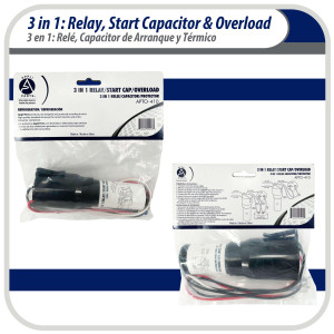 Appli Parts Relay de Arranque, Capacitor y Termico Kit 3 en 1 RCO-410 remplazo para compresores de capacidad entre 1/4 y 1/3hp 115V UL SA44719 APTO-410 Appli Parts Relay de Arranque, Capacitor y Termico Kit 3 en 1 RCO-410 remplazo para compresores de capacidad entre 1/4 y 1/3hp 115V UL SA44719 APTO-410