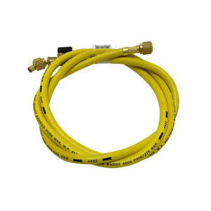 Uniweld H6BVY Manifold Hose 72 in, Yellow, 45 Bend with Valve, 1/4 in connection