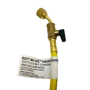 Uniweld H6BVY Manifold Hose 72 in, Yellow, 45 Bend with Valve, 1/4 in connection