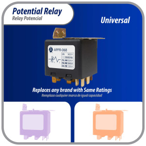 Appli Parts APPR-068 Relay Potencial 068, Voltaje de Bobina 502 V, Recogida Minima 325 V, Recogida Maxima 345 V, Caida Maxima 135 V, 50/60Hz Remplazo universal para unidades de refrigeracion y aire acondicionado Appli Parts APPR-068 Relay Potencial 068, Voltaje de Bobina 502 V, Recogida Minima 325 V, Recogida Maxima 345 V, Caida Maxima 135 V, 50/60Hz Remplazo universal para unidades de refrigeracion y aire acondicionado
