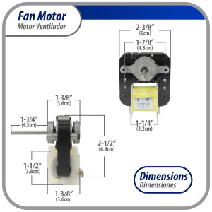 Appli Parts APFM-55 18 W Motor Ventilador, 110 V, 50/60 Hz, 0.38 A, 3000 rpm, rotacion CW remplazo Universal para Evaporadores, no incluye aspa, remplaza numeros originales WR60X203, 305540, PS304745, WR60X0191, WR60X0203, WR60X191 y otros Appli Parts APFM-55 18 W Motor Ventilador, 110 V, 50/60 Hz, 0.38 A, 3000 rpm, rotacion CW remplazo Universal para Evaporadores, no incluye aspa, remplaza numeros originales WR60X203, 305540, PS304745, WR60X0191, WR60X0203, WR60X191 y otros
