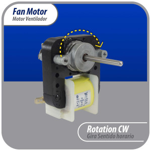 Appli Parts APFM-55 18 W Fan Motor, 110 V, 50/60 Hz, 0.38 A, 3000 rpm, CW rotation Universal replacement intended for Refrigerator Evaporator, Blade not included