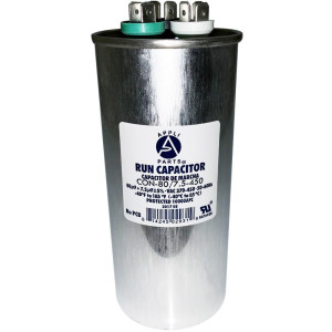 Appli Parts Condensador Capacitor de Marcha 80+7.5 Mfd uF (microfaradios) 370VAC o 450VAC CBB65 Universal Aire acondicionado y aplicaciones Redondo UL E476928 14cm Alto 6cm Ancho CON-80/7.5-450