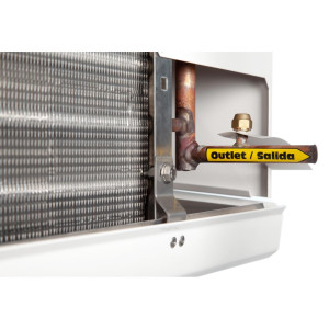 Danfoss 114U0014 Evaporator Optyma LMBP R404 13.1K Btu/hr at 25F SST MBP 14.6K Btu/hr at -20F SST LBP Electric Defrost 6FPI Low Profile 3 x 12in ECM Fans DACC RX L123.1A4/E1 230V/1Ph/60Hz