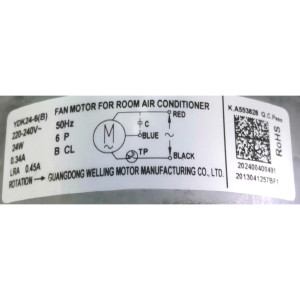 Motor A.A. Condensador YDK24-6(B) YKT-24-6-2L RoHS 220-240v 24w 0.34a Lra 0.45a 50hz 202400400491 11002012001428
Sirve: MSJ-12