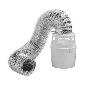 Lambro 211L-36 Indoor Vent Kit for Electric Dryer 4 in x 5 ft with Lint Trap Bucket, UL 2158A Flexible Duct, Wall Bracket and 2 Metal Clamps