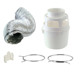 Lambro 211L-36 Indoor Vent Kit for Electric Dryer 4 in x 5 ft with Lint Trap Bucket, UL 2158A Flexible Duct, Wall Bracket and 2 Metal Clamps