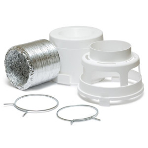 Lambro 211L-36 Indoor Vent Kit for Electric Dryer 4 in x 5 ft with Lint Trap Bucket, UL 2158A Flexible Duct, Wall Bracket and 2 Metal Clamps