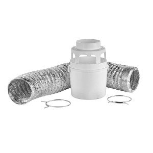 Lambro 211L-36 Indoor Vent Kit for Electric Dryer 4 in x 5 ft with Lint Trap Bucket, UL 2158A Flexible Duct, Wall Bracket and 2 Metal Clamps