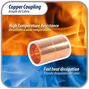 Appli Parts AP-A058 5/8 pulg Anillo de Cobre Accesorios de tuberia de cobre CxC Conexiones soldadas para aplicaciones de refrigeracion, aire acondicionado y plomeria Tuberia de cobre ACR y tipo L