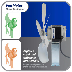 Appli Parts APFM-251E Motor Ventilador 25W Condensador y Evaporador 115V 60Hz 1.2A, Incluye Aspa de Aluminio de 30cm y Base de Montaje, Repuesto Universal para Equipos de Refrigeracion Comercial