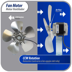 Appli Parts APFM-251E Motor Ventilador 25W Condensador y Evaporador 115V 60Hz 1.2A, Incluye Aspa de Aluminio de 30cm y Base de Montaje, Repuesto Universal para Equipos de Refrigeracion Comercial