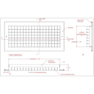 Rejilla De Inyeccion De Aluminio Blanco, Dv12x10