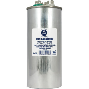 Appli Parts Condensador Capacitor de Marcha 75+5 Mfd uF (microfaradios) 370VAC o 450VAC CBB65 Universal Aire acondicionado y aplicaciones Redondo UL E476928 14.4cm Alto 5.7cm Ancho CON-75/5-450