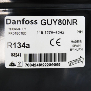 Danfoss GUY80NRB 1/4HP R134a Fractional Refrigeration Compresssor LMBP 115/1/60 (V/Ph/Hz) 123B1303 125B1318 Danfoss GUY80NRB 1/4HP R134a Fractional Refrigeration Compresssor LMBP 115/1/60 (V/Ph/Hz) 123B1303 125B1318