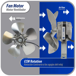 Appli Parts APFM-51E Motor Ventilador 5W Condensador y Evaporador 115V 60Hz 0.4A, Incluye Aspa de Aluminio de 20cm y Base de Montaje, Repuesto Universal para Equipos de Refrigeracion Comercial