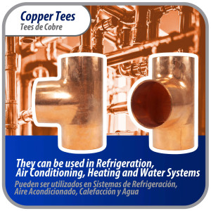 Appli Parts AP-T158B5 1-5/8 pulg Tee de Cobre Conexiones CxCxC soldadas para aplicaciones de refrigeracion, aire acondicionado y plomeria Tuberia de Cobre ACR y Tipo L (5 x Bolsa)