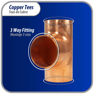 Appli Parts AP-T158B5 1-5/8 pulg Tee de Cobre Conexiones CxCxC soldadas para aplicaciones de refrigeracion, aire acondicionado y plomeria Tuberia de Cobre ACR y Tipo L (5 x Bolsa)