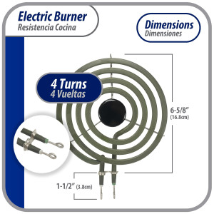 Appli Parts MP15YA Electric Range Burner Heater Element 4 Turns, 6 in, 1500 W, 240 V. Compatible General Electric Whirlpool 660532, WP660532, WB30T10073, SU205, 660532, TS4W6215, 404080, 5303310283