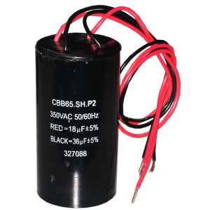 Appli Parts CAP-1836 Dual Capacitor for Washing Machine 18/36 MFD 350 VAC 50/60 Hz CBB65 SH.P2 with red lead 18 MFD and black lead 36 MFD, replacement for LG Samsung Daewoo Nisato 327088