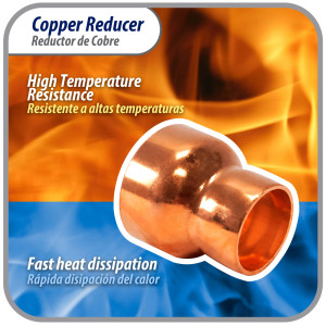 Appli Parts AP-R158118 Reductor de Cobre de 1-5/8x1-1/8 pulg Conexiones CxC soldadas para aplicaciones de refrigeracion, aire acondicionado y plomeria Tuberia de cobre ACR y Tipo L Appli Parts AP-R158118 Reductor de Cobre de 1-5/8x1-1/8 pulg Conexiones CxC soldadas para aplicaciones de refrigeracion, aire acondicionado y plomeria Tuberia de cobre ACR y Tipo L