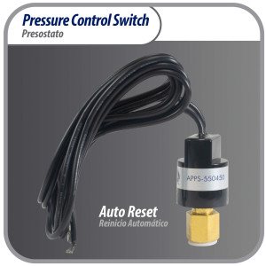 Appli Parts APPS-550450 Hi Pressure control switch R410, Open 550 psi, Close 450 psi, 40 in Cable, SPST, 1/4 SAE female connection, Automatic Reset, universal replacement for Air Conditioning