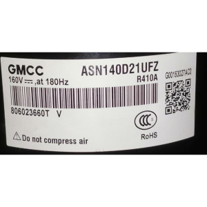 GMCC Compressor DC Rotary Inverter ASN140D21UFZ RoHS R-410a 11103020003099
Fits: 38MHRBQ18AA3, DLCERAH18AAK, EDHM18C19B, INVERTER18CRFN1W, INVERTER18CRSL1, INVERTER18CRWH1, PIA18265B GMCC Compressor DC Rotary Inverter ASN140D21UFZ RoHS R-410a 11103020003099
Fits: 38MHRBQ18AA3, DLCERAH18AAK, EDHM18C19B, INVERTER18CRFN1W, INVERTER18CRSL1, INVERTER18CRWH1, PIA18265B