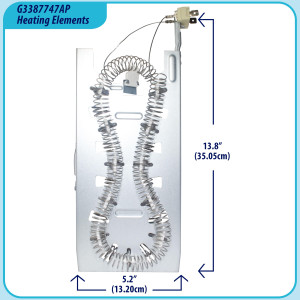 3387747 Appli Parts dryer Heating Element part number 3387747AP 5200 W replaces original parts from other brands electric dryers 3387747 Appli Parts dryer Heating Element part number 3387747AP 5200 W replaces original parts from other brands electric dryers