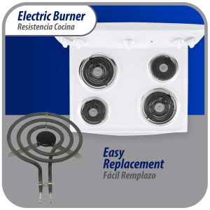 Appli Parts REC-136 Range Heater Element 3 Turns, 6 in, 110 V, Universal Replacement SP111YA, TS3W6111, SU207, S36Y11-120V, TS3W6111PAC, and others