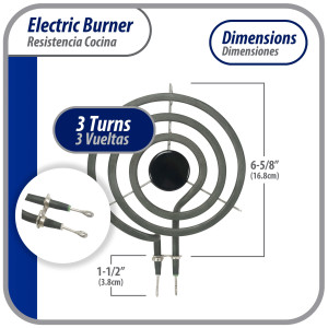 Appli Parts REC-136 Range Heater Element 3 Turns, 6 in, 110 V, Universal Replacement SP111YA, TS3W6111, SU207, S36Y11-120V and others Appli Parts REC-136 Range Heater Element 3 Turns, 6 in, 110 V, Universal Replacement SP111YA, TS3W6111, SU207, S36Y11-120V and others