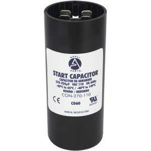 Appli Parts motor start capacitor 300-360 Mfd (microfarads) uF 110-125 VAC universal fit for electric motor applications 1-7/16 in Wide 3-3/8 in Height CON-300-110
 Appli Parts motor start capacitor 300-360 Mfd (microfarads) uF 110-125 VAC universal fit for electric motor applications 1-7/16 in Wide 3-3/8 in Height CON-300-110