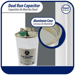 Appli Parts Condensador Capacitor de Marcha 50+10 Mfd uF (microfaradios) 370VAC CBB65 Universal Aire acondicionado y otras aplicaciones Redondo UL E476928 CON-50/10-370-R
